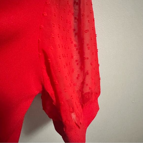 CeCe Red Pullover Blouse Shirt Puff Sleeve Womens Large - Picture 5 of 7